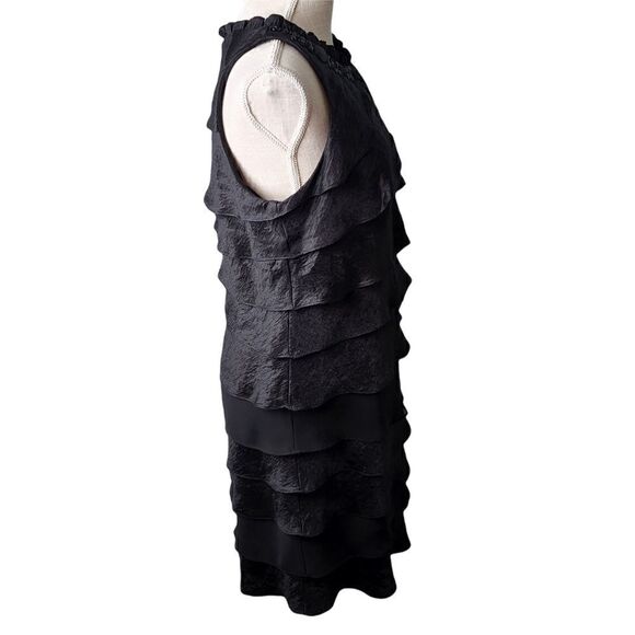S L FASHIONS WOMEN'S SHIMMER AND CHIFFON SLEEVELESS TIERED DRESS SIZE 12 BLACK - Picture 3 of 8